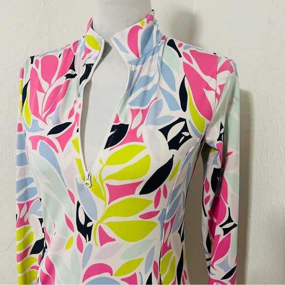 Tommy Bahama Golf Women’s XS Printed Quarter Zip UPF 50 Long Sleeve Top Pockets - Picture 2 of 11